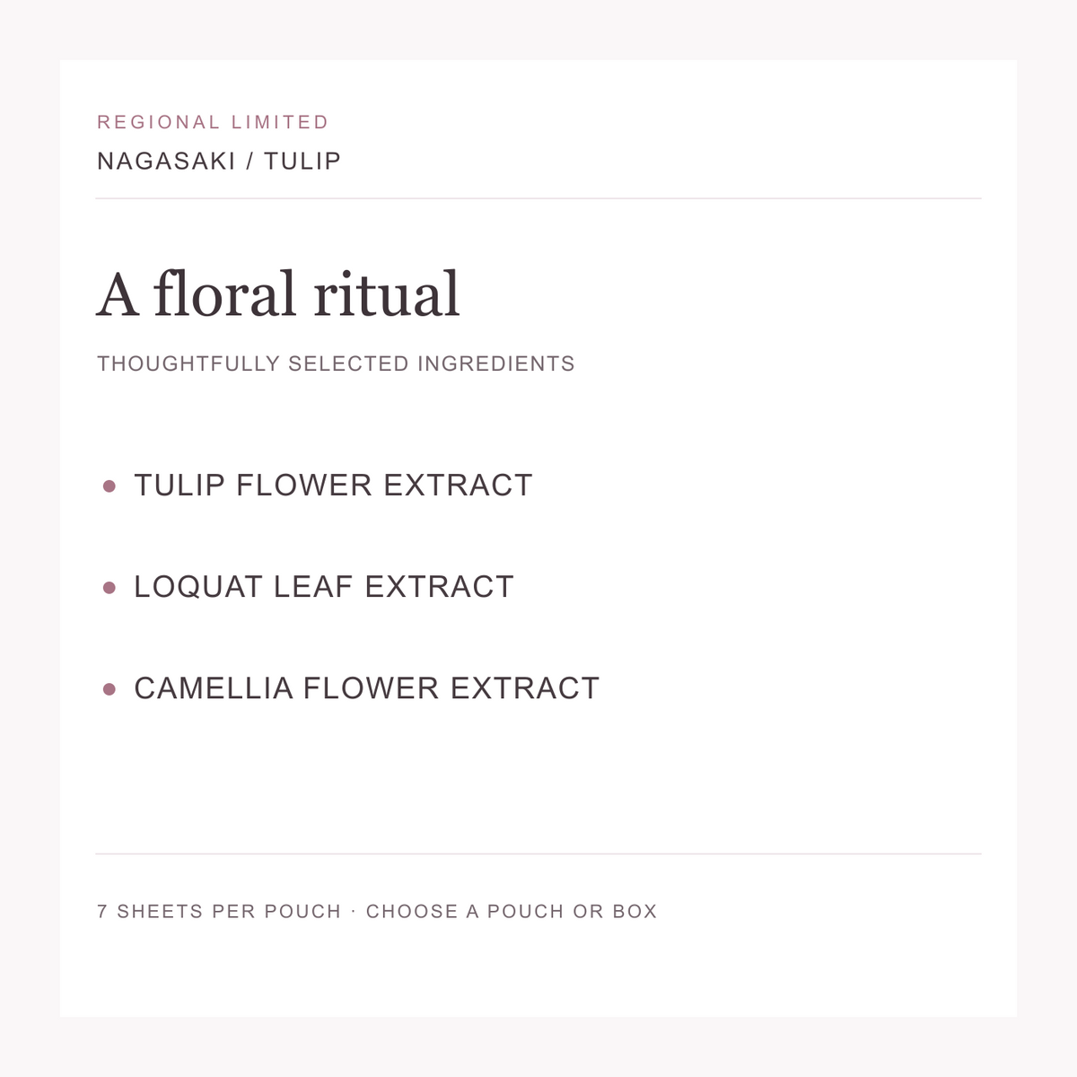 Nagasaki LuLuLun Tulip ingredient highlights
