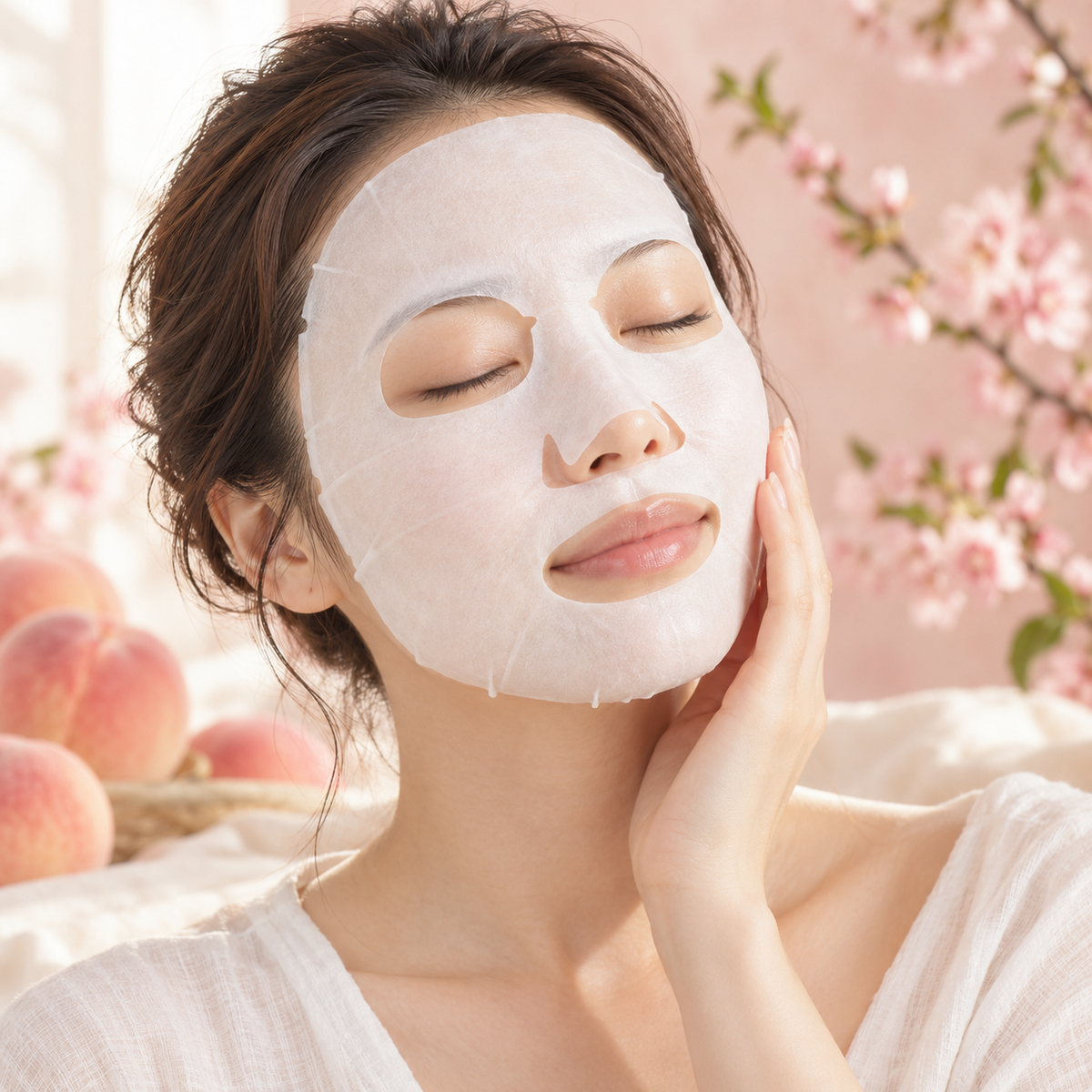 Yamanashi & Nagano LuLuLun Peach illustrative model with sheet mask