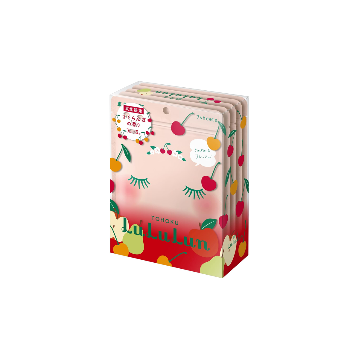 LuLuLun Tohoku Cherry Face Mask box on white background
