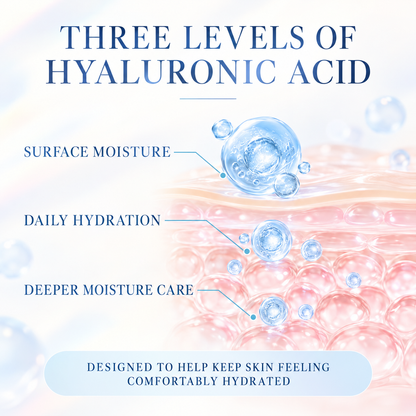 Three levels of hyaluronic acid moisture care