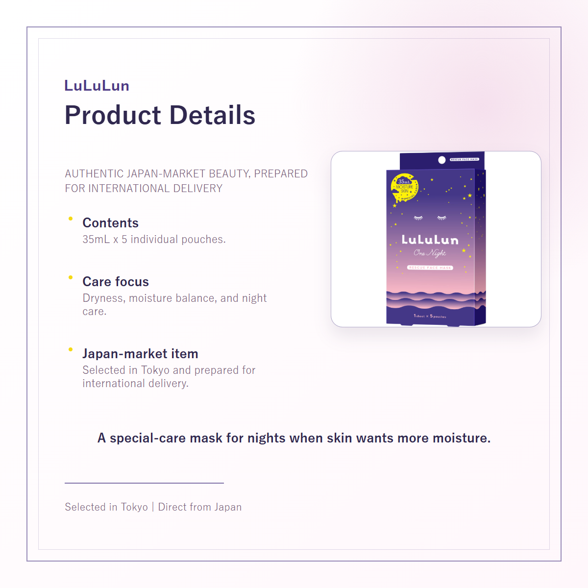 LuLuLun One Night Rescue Moisture Skin product details