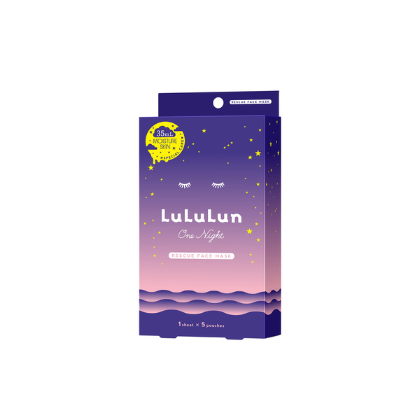 LuLuLun One Night Rescue Moisture Skin Face Mask 5 Pouches on white background