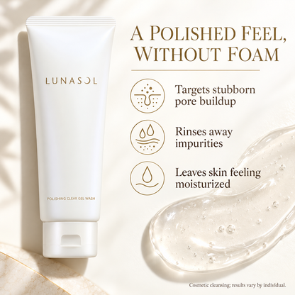 Polishing Clear Gel Wash cleansing features