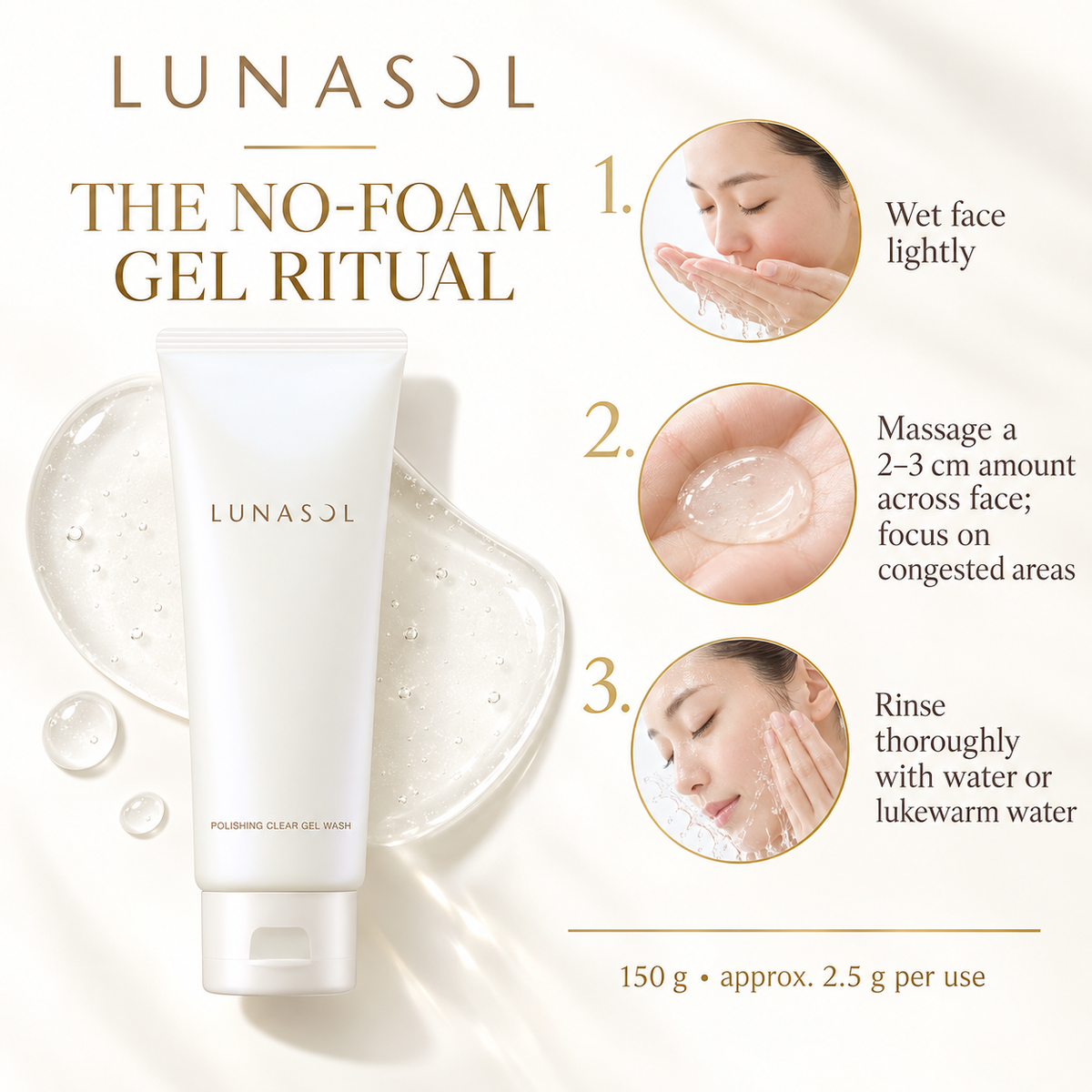 How to use the non-foaming LUNASOL gel wash