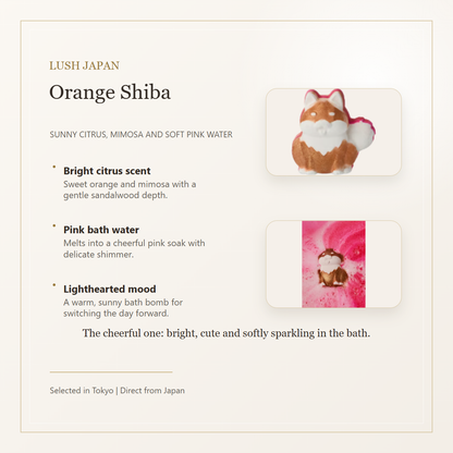 LUSH Orange Shiba bath bomb citrus mimosa pink bath water