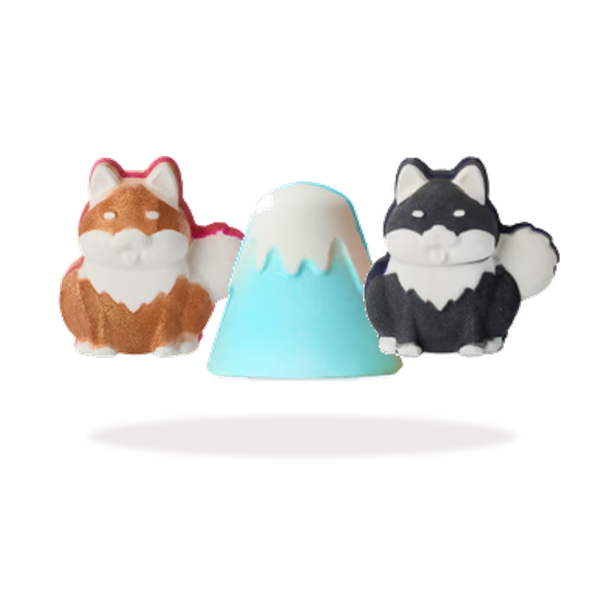 LUSH Fuji and Shiba bath bomb gift set on white background