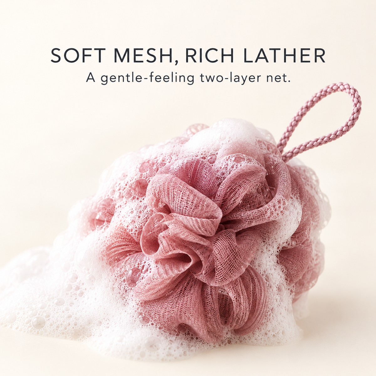 MARNA two-layer soft mesh with body wash lather