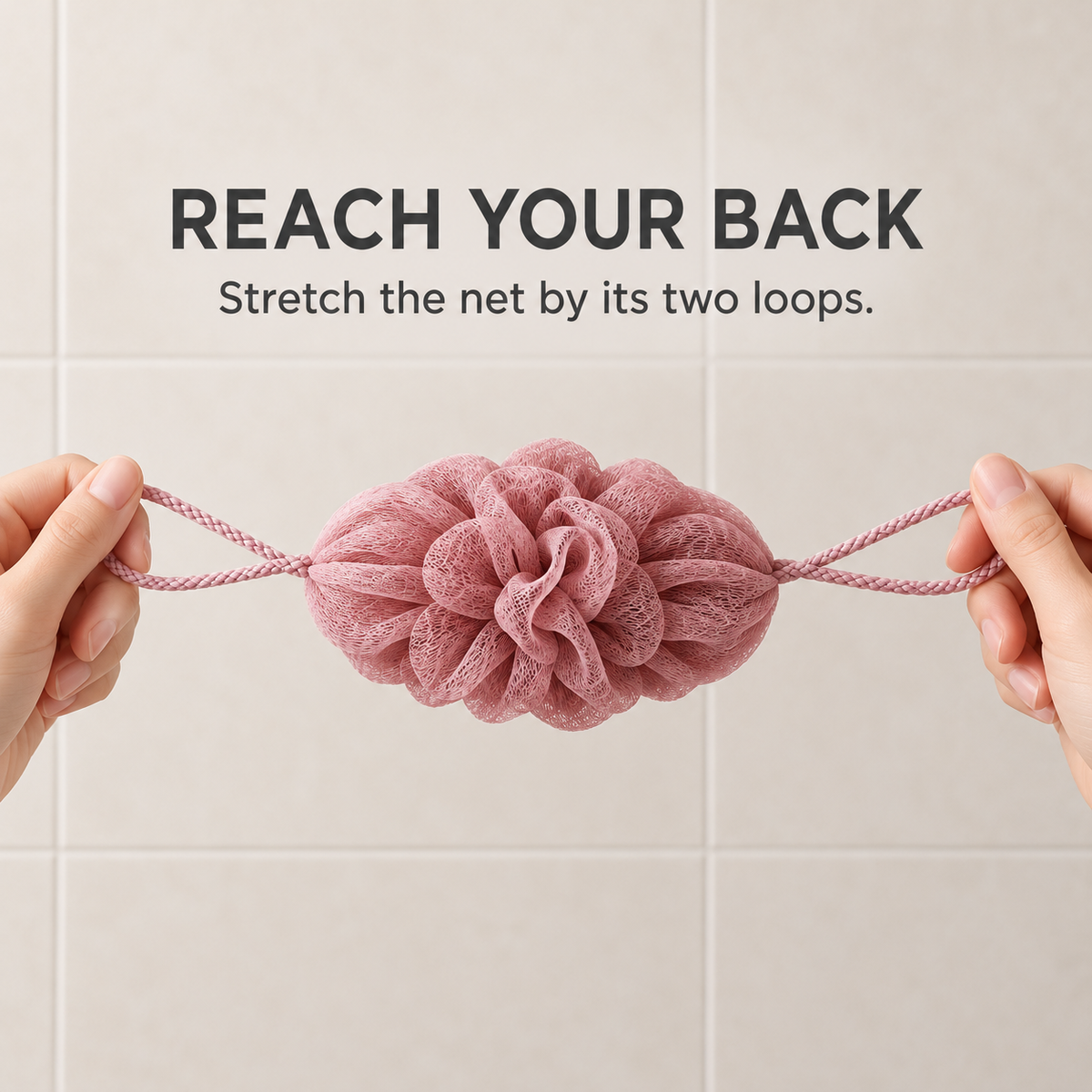 MARNA soap ball stretched between two loops to reach the back