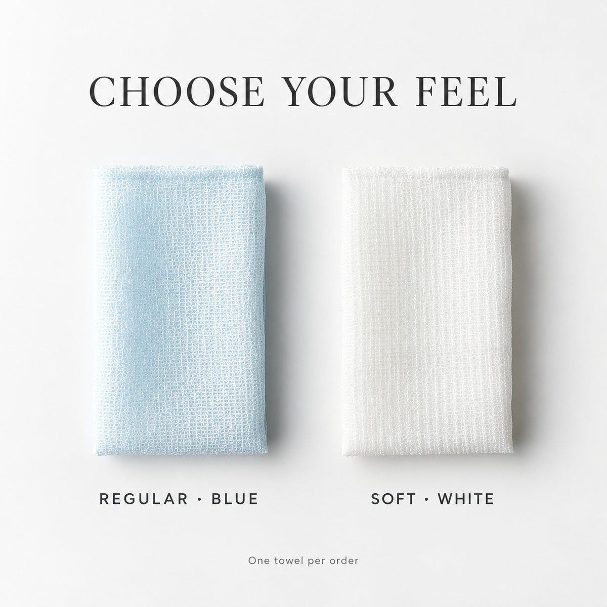 MARNA Awawan Regular Blue and Soft White body towels side by side