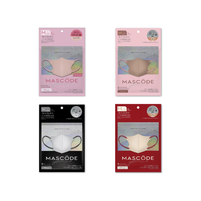 MASCODE 3D Glitter Mask 4-Color Selection 7 Sheets 4 colors on white background