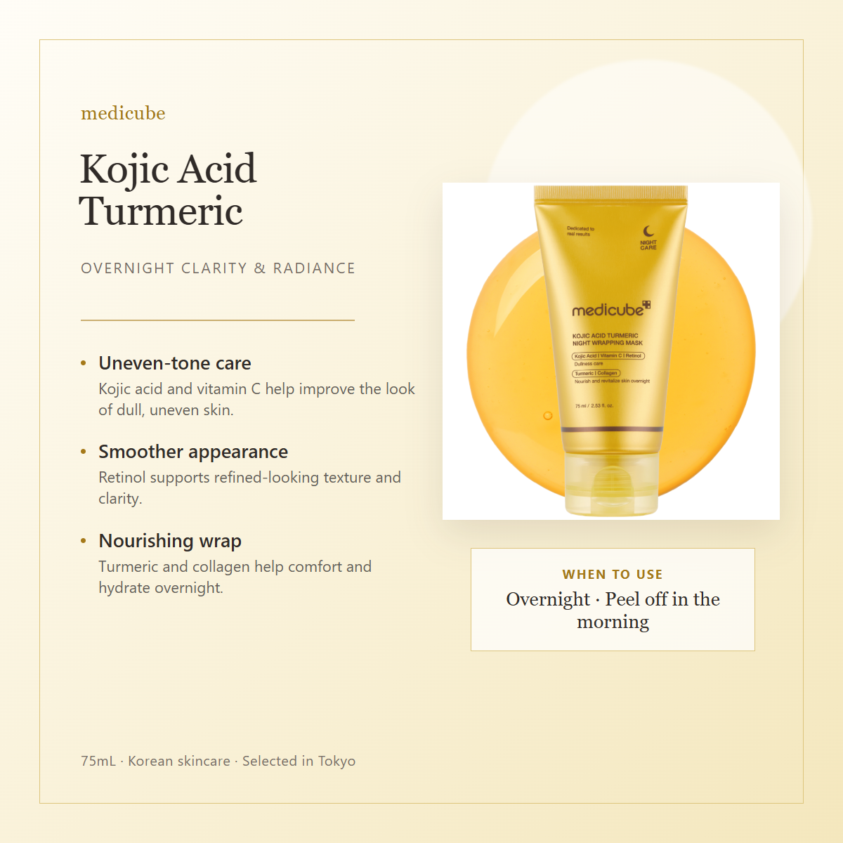 Medicube Kojic Acid Turmeric Night Wrapping Mask features