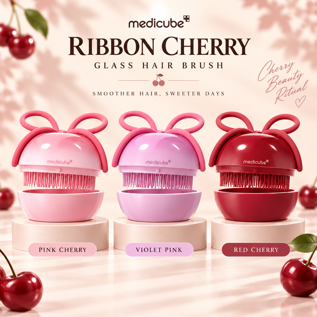 MEDICUBE Ribbon Cherry Glass Hair Brush – Tokyo Plus