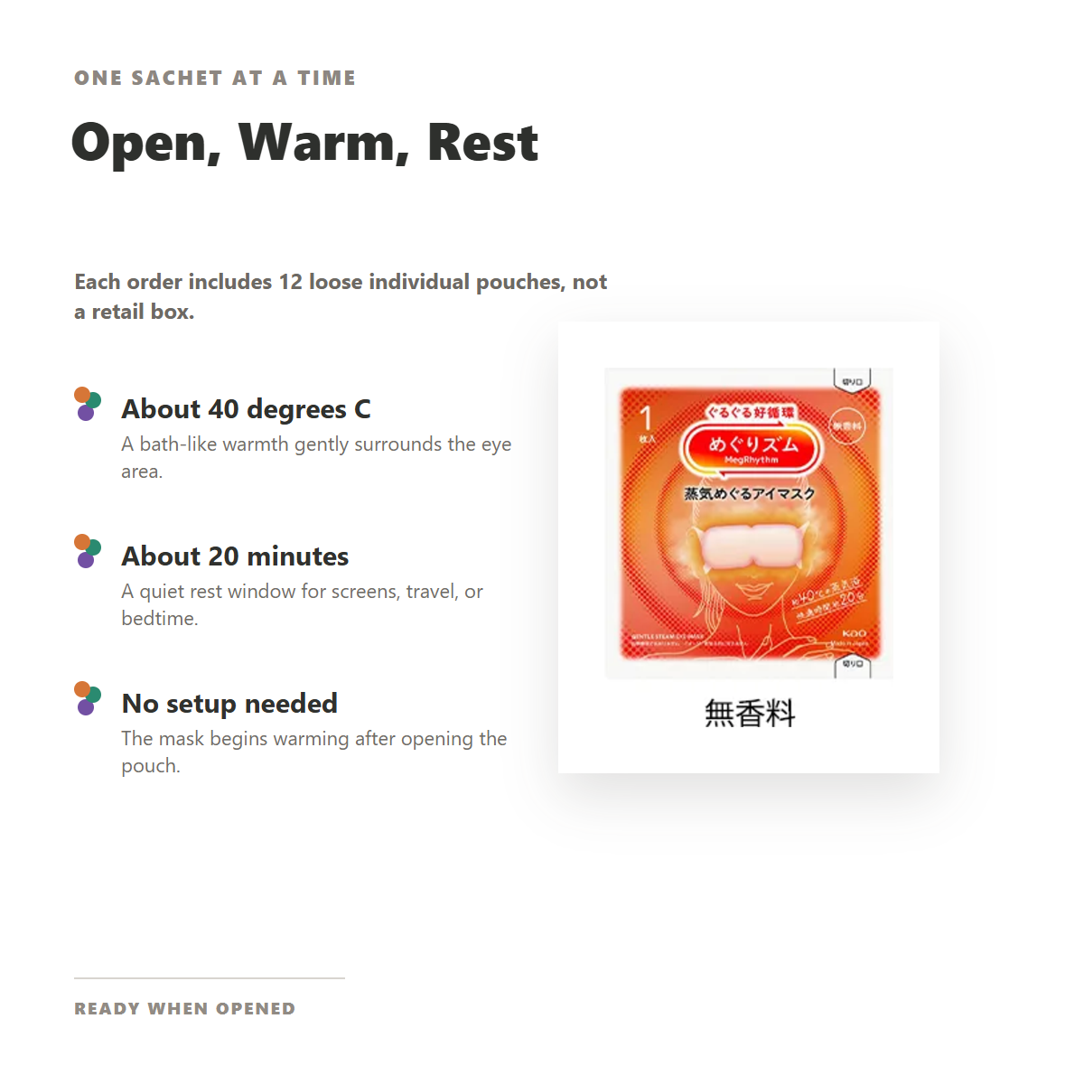 Kao MegRhythm Steam Eye Mask individual sachet overview
