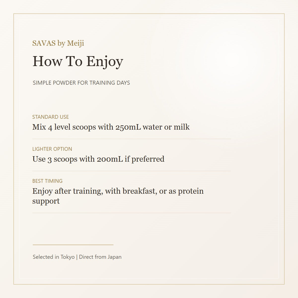 Meiji SAVAS Whey Protein 100 Matcha 980g how to enjoy