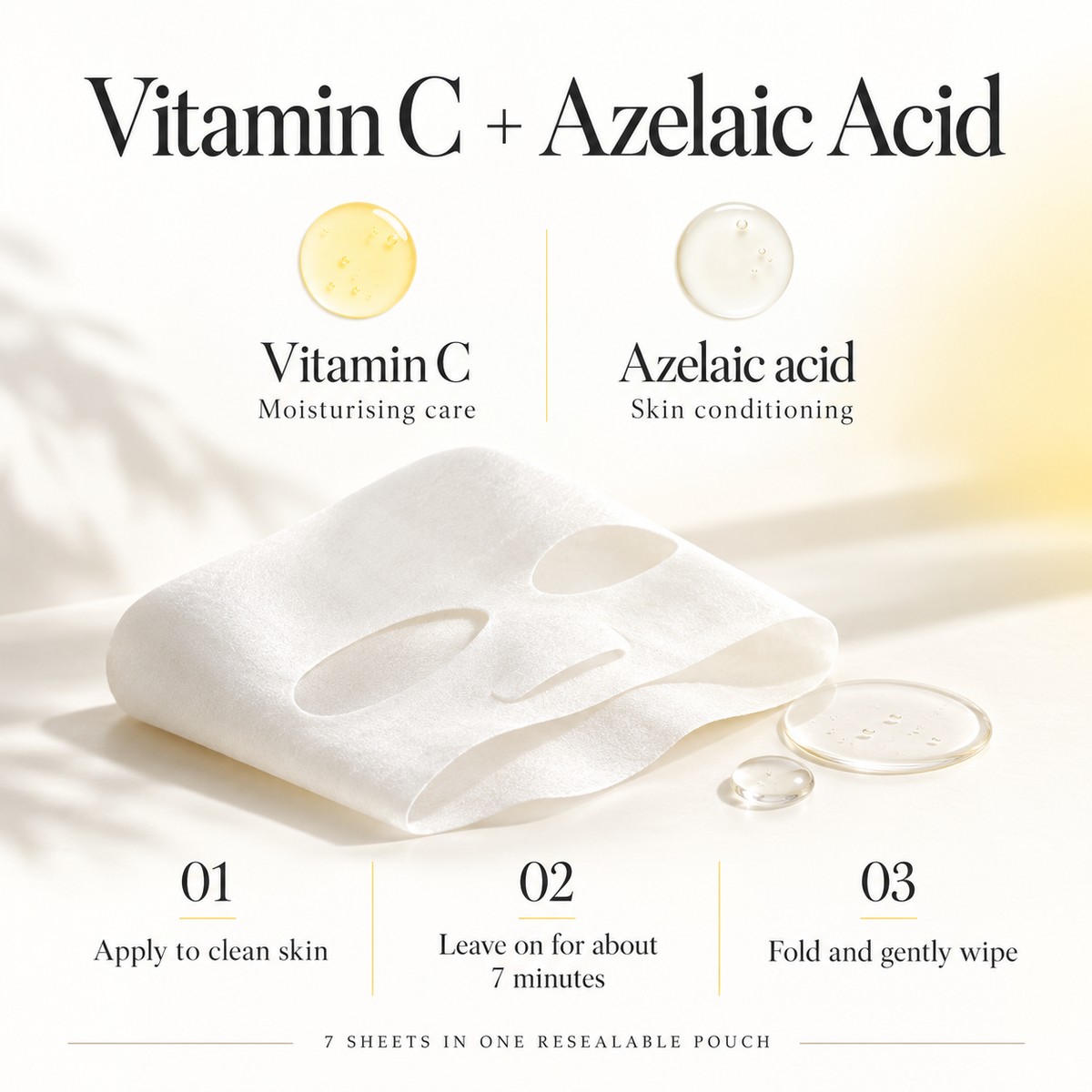 Vitamin C moisturizing care, azelaic acid skin conditioning and a simple 7-minute routine