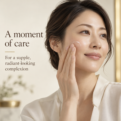 Japanese model applying serum