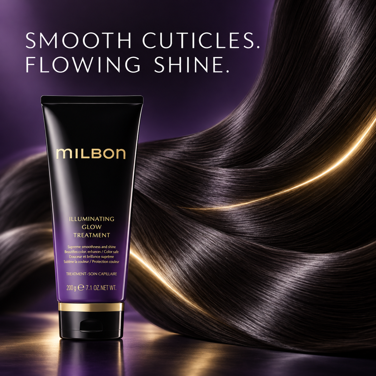 MILBON Illuminating Glow treatment for smooth cuticles and flowing shine