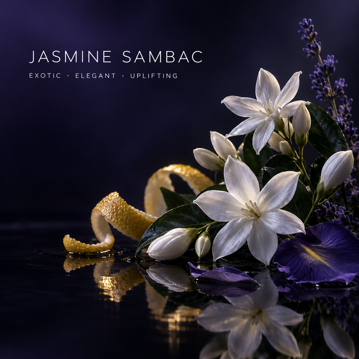 Jasmine Sambac fragrance concept with violet and citrus notes