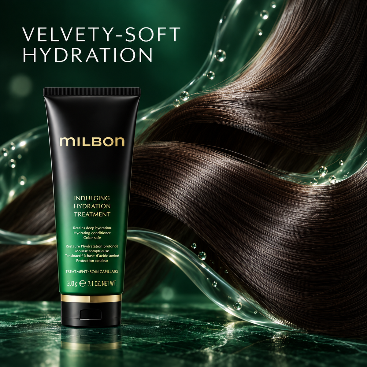 Velvety-soft hydrated hair finish