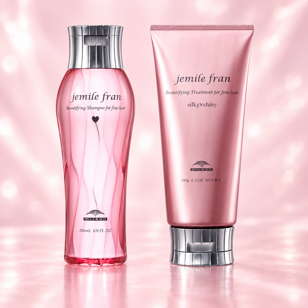 Milbon Jemile Fran Shampoo Heart and Treatment Silky Shiny set