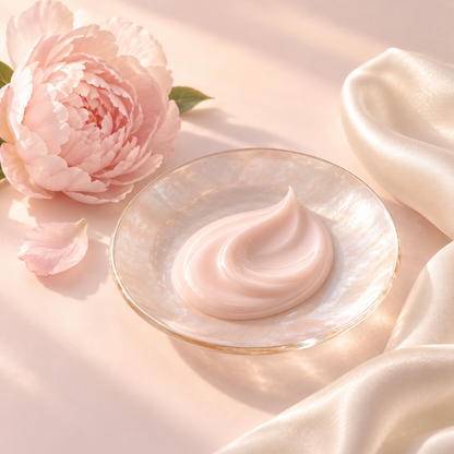 Cream texture and peony inspired by Milbon Jemile Fran Melty Butter