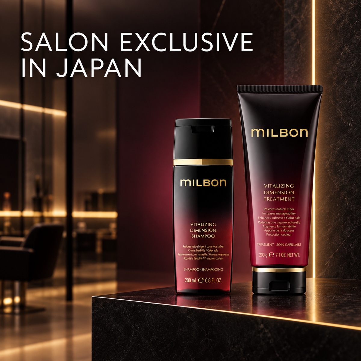 MILBON Vitalizing Dimension salon-exclusive Japanese hair care set