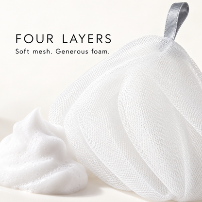 Close view of the soft four-layer mesh and cleanser foam