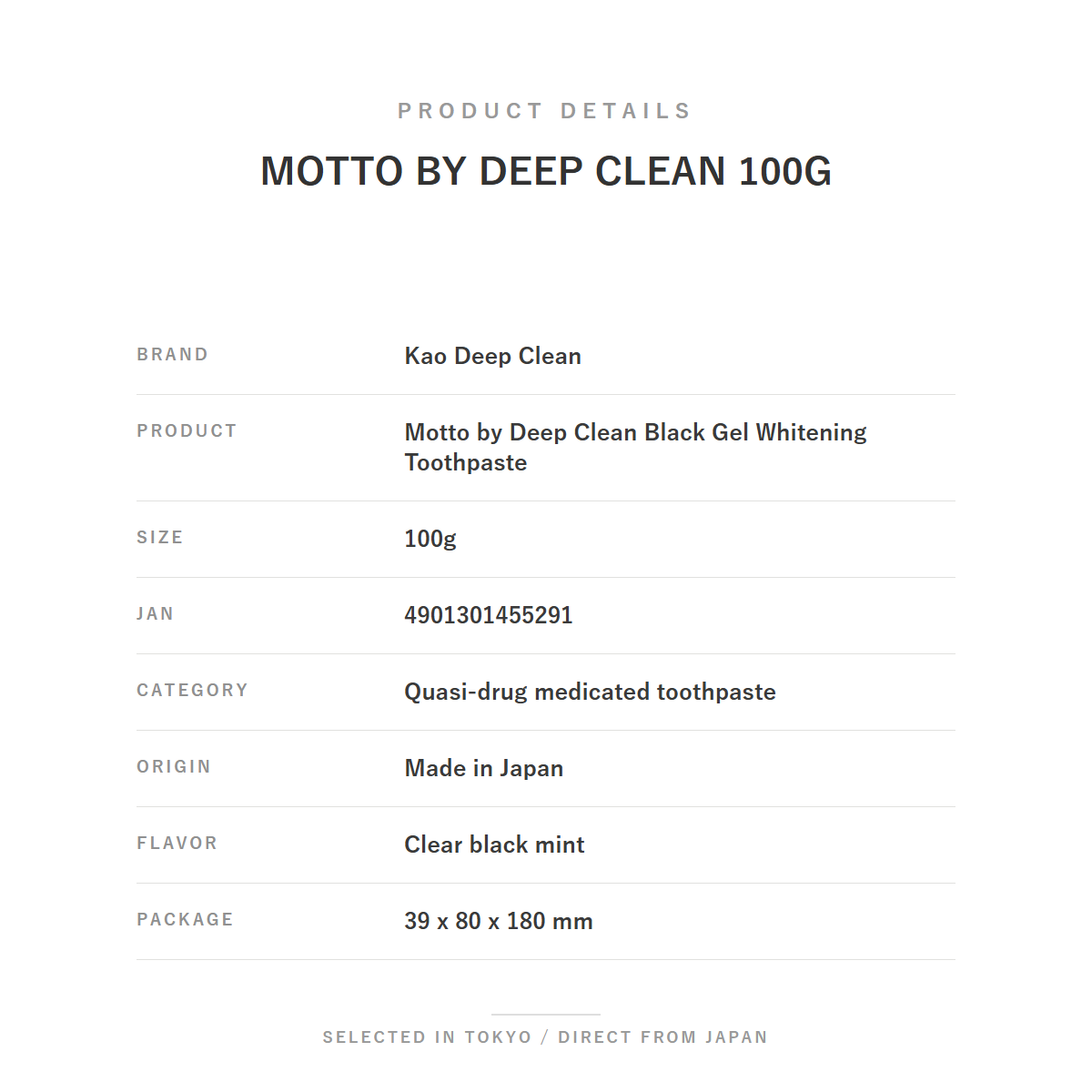 Motto by Deep Clean Black Gel Medicated Whitening Toothpaste 100g product details