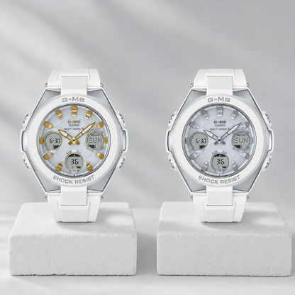 G-MS white and gold and white and silver comparison