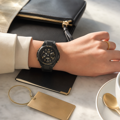 MSG-W100G black and gold travel wrist scene