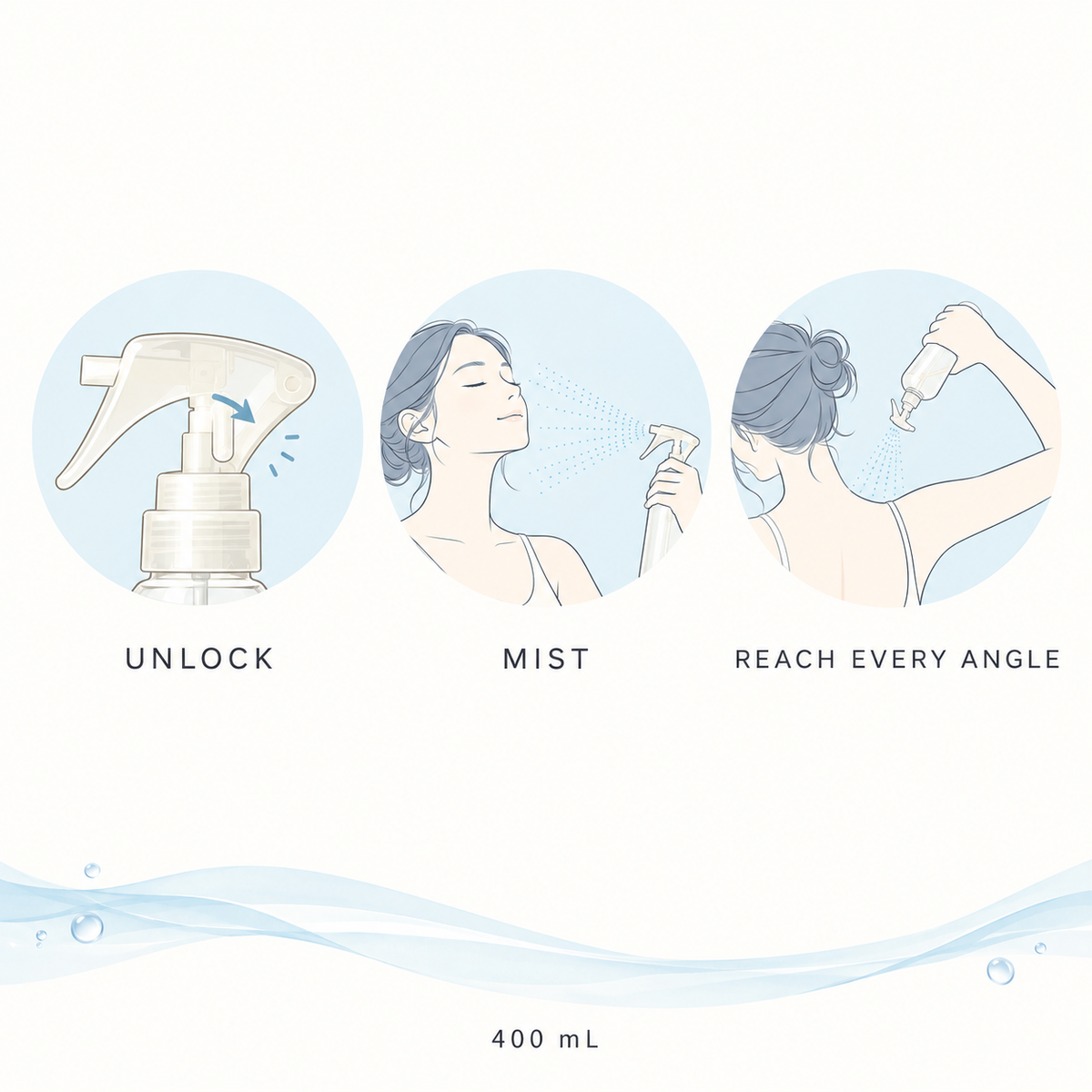 Unlock, mist and reach hard-to-access areas