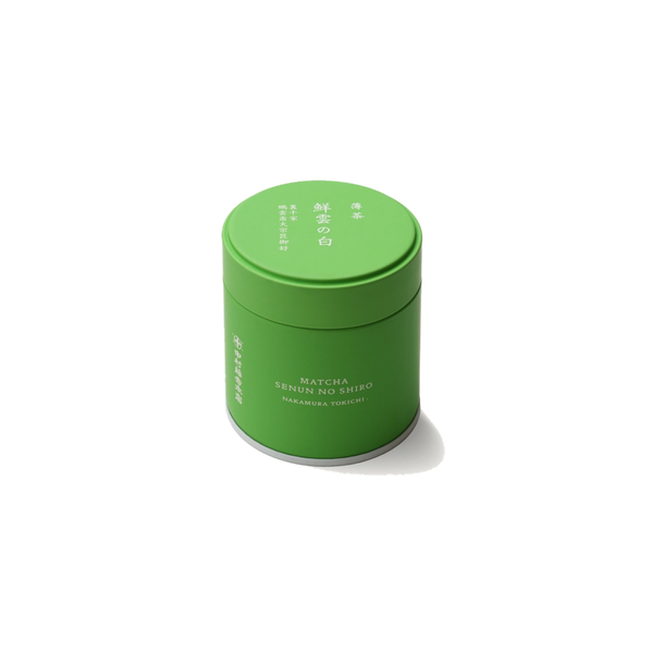 Nakamura Tokichi Senun no Shiro Matcha 30g tin on white background