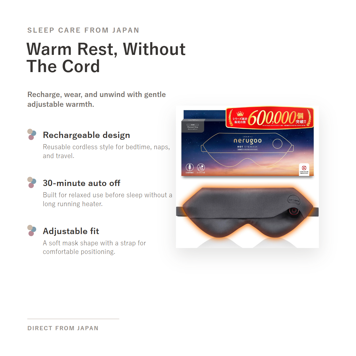 nerugoo Rechargeable Hot Eye Mask Gift Package cordless sleep care overview