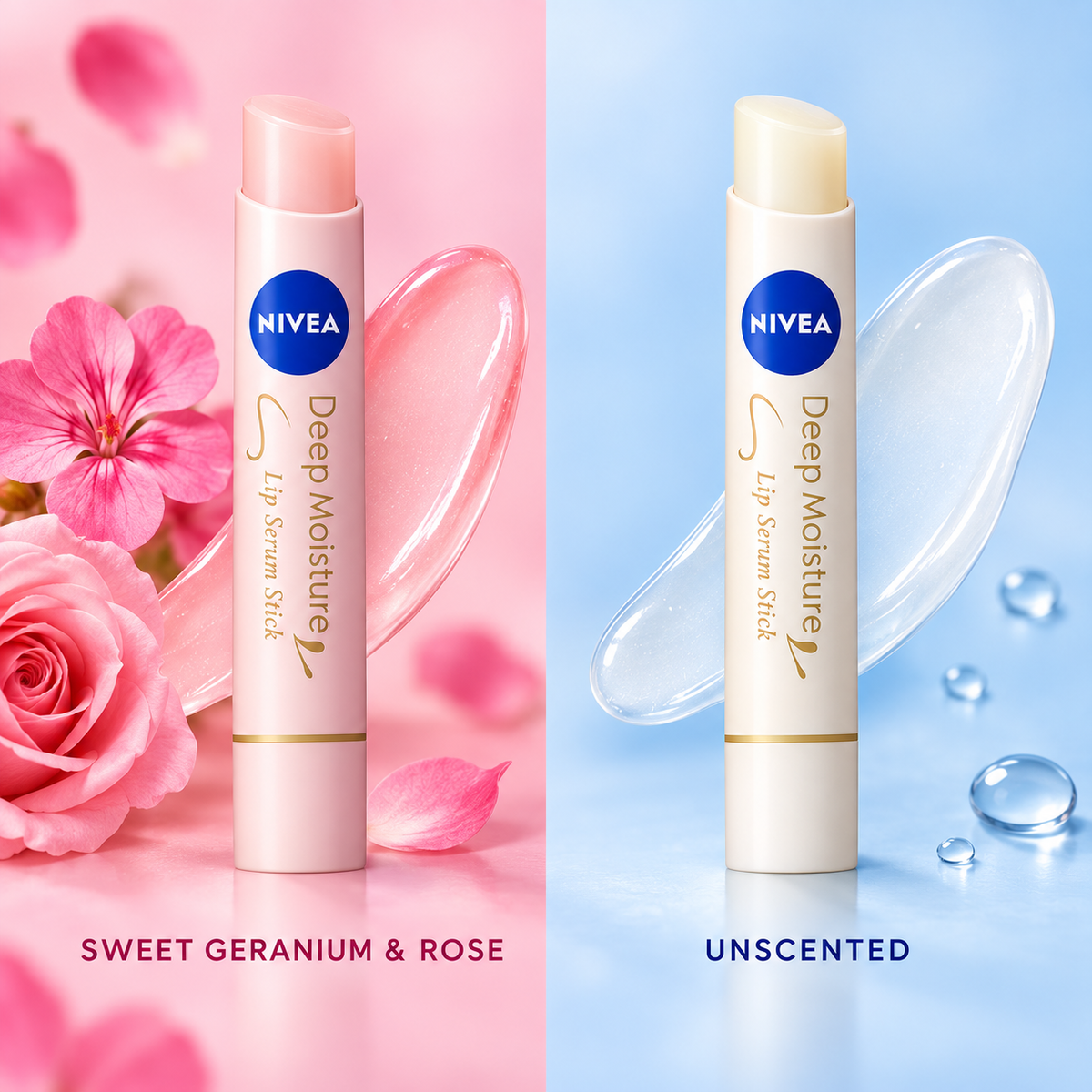 NIVEA Deep Moisture Lip Serum Stick two variants comparison