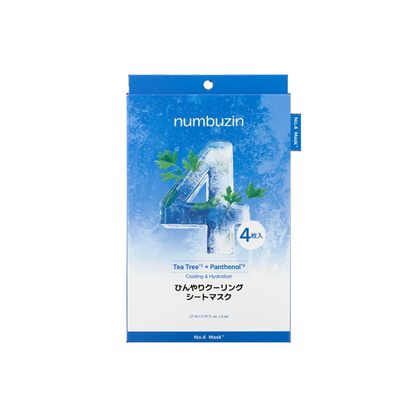 numbuzin No.4 Cooling Sheet Mask 4 Sheets on white background