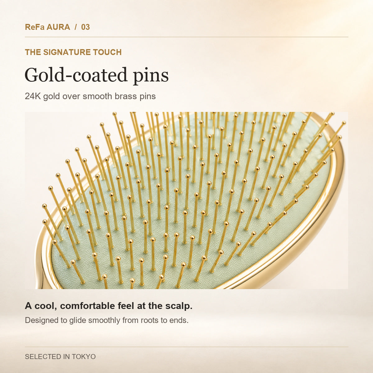 ReFa AURA 24K revestido a ouro pin feature