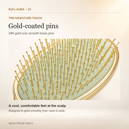 ReFa AURA 24K revestido a ouro pin feature