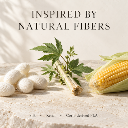 Silk kenaf and corn-derived PLA material inspiration