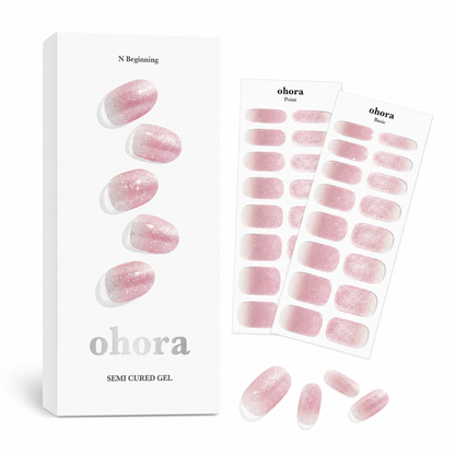 ohora N-Beginning semi-cured gel nail strips on white background