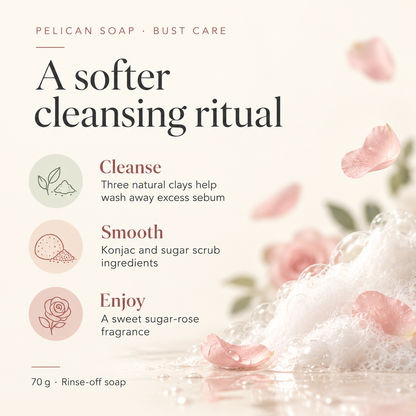 Cleansing clays, scrub ingredients and sugar-rose fragrance