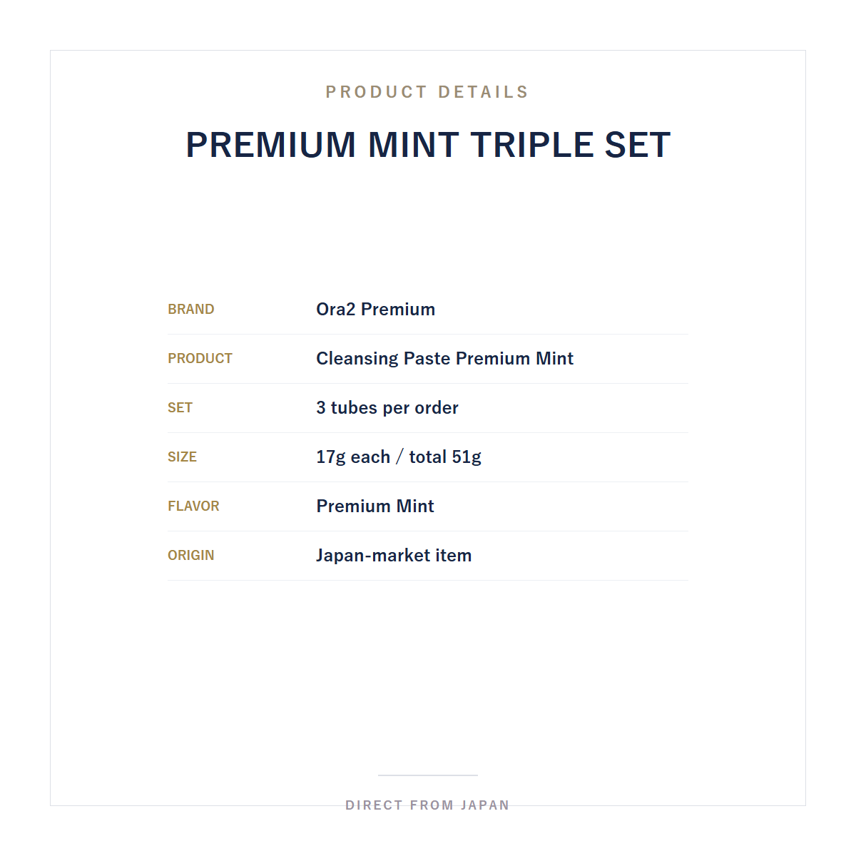 Ora2 Premium Cleansing Paste Premium Mint 17g Triple Set product details