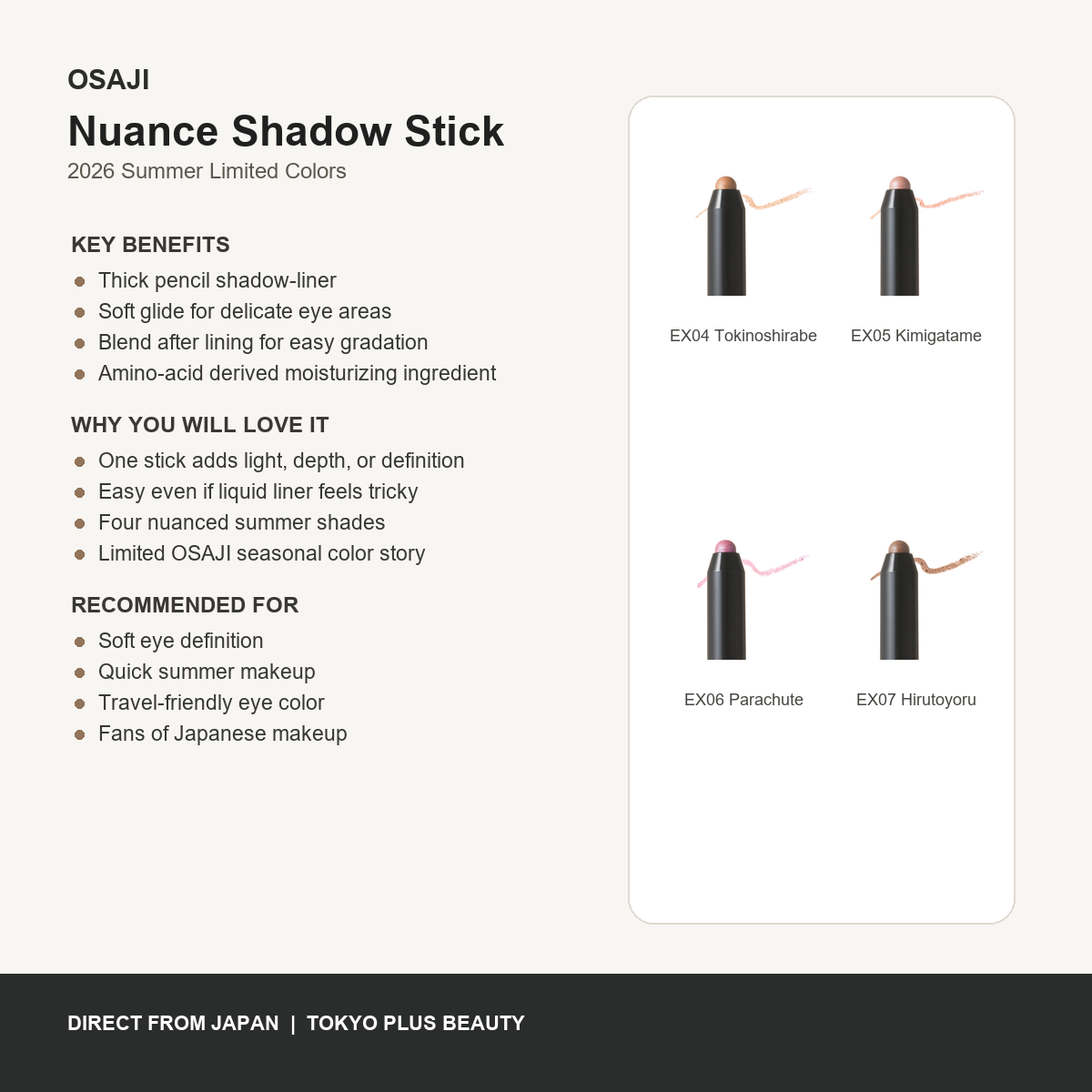 OSAJI Nuance Shadow Stick 2026 Summer benefits and full shade overview