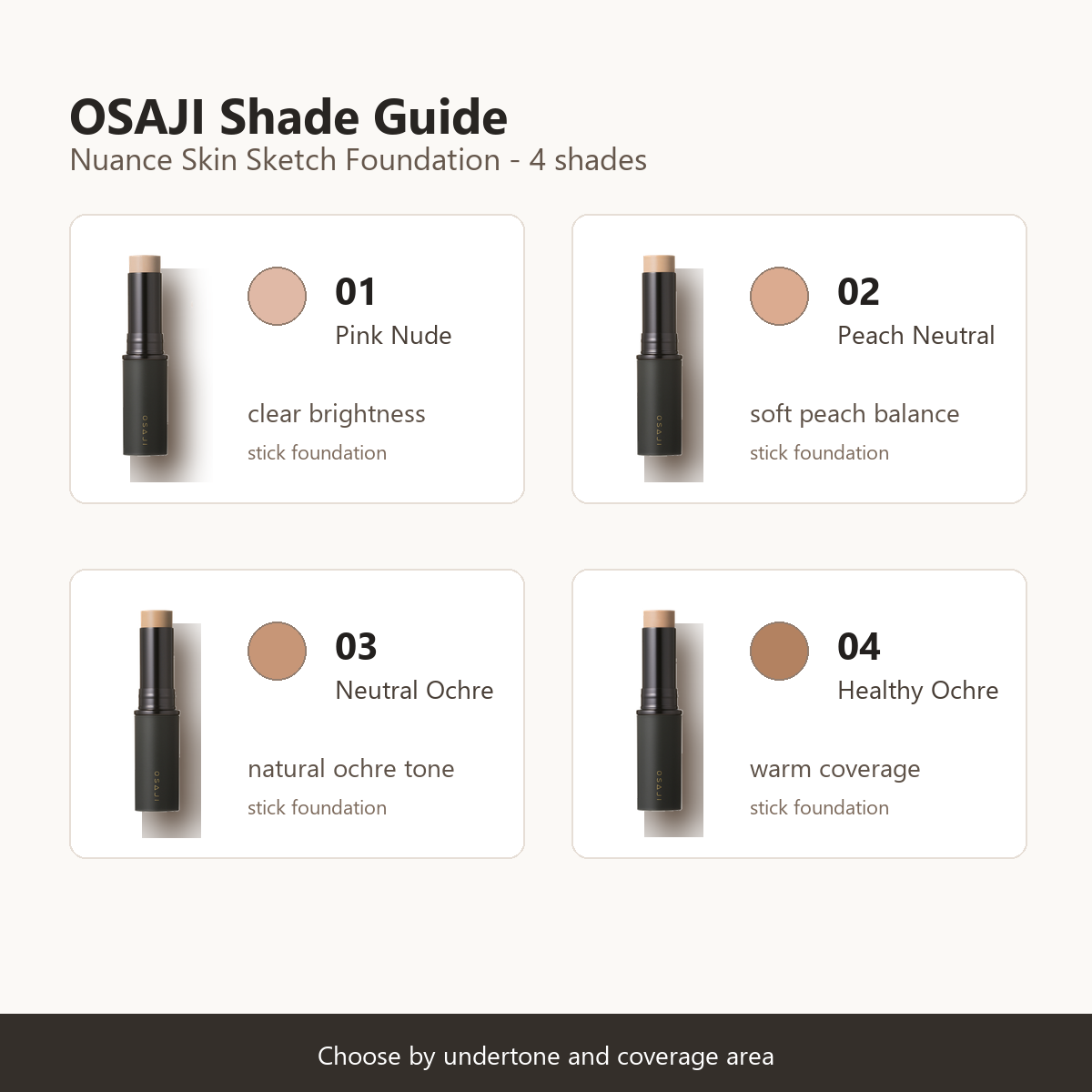 OSAJI Nuance Skin Sketch Foundation balanced shade guide