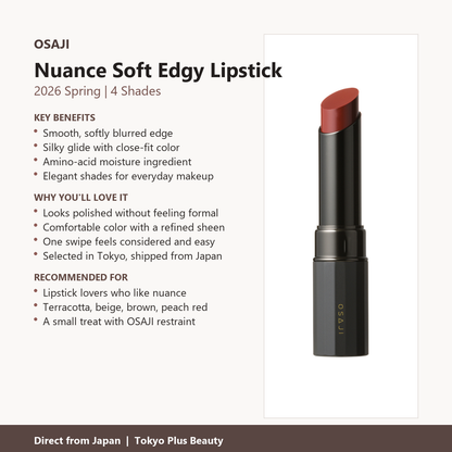 OSAJI Nuance Soft Edgy Lipstick benefits and shade overview