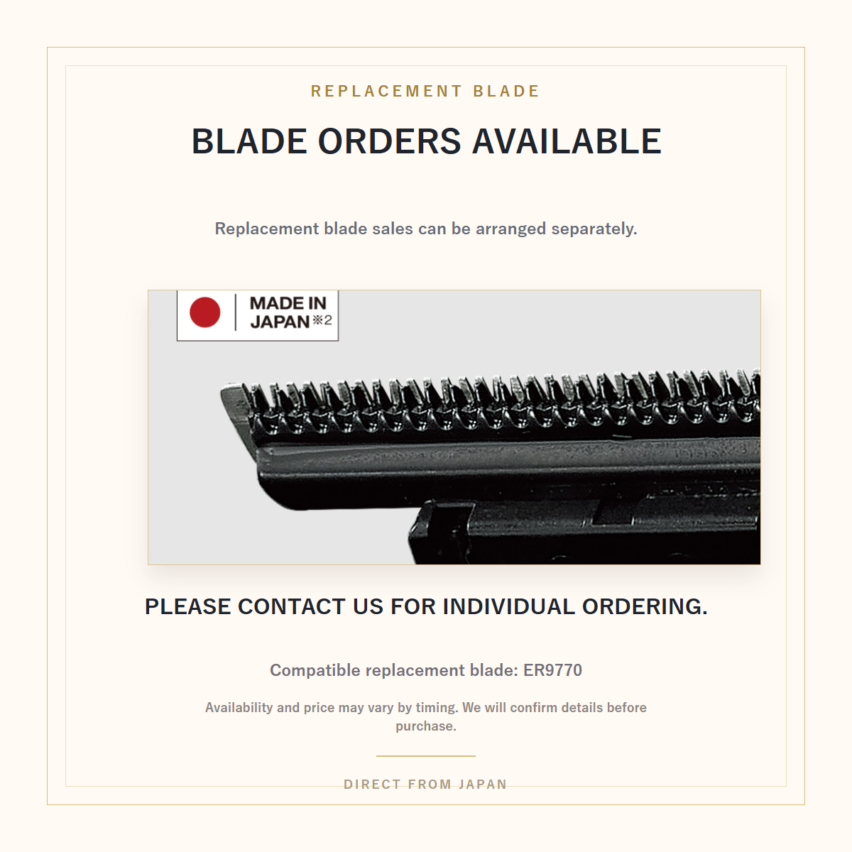 Panasonic ER-XT70 replacement blade orders available contact us