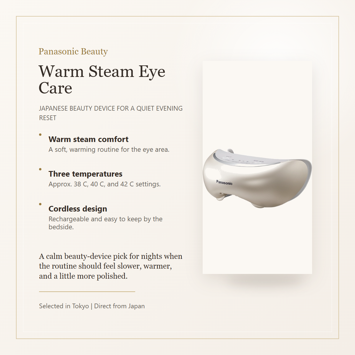 Panasonic Eye Esthe EH-SW68-N warm steam eye care overview