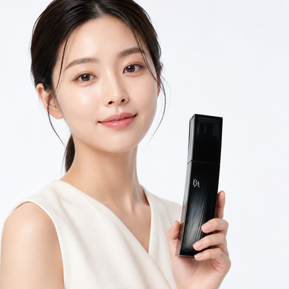 Japanese model holding POLA B.A Lotion Immerse