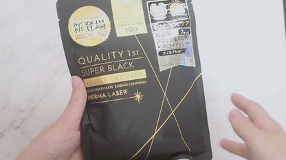 Quality 1st Derma Laser Super BLACK VC100 Mask | 5 Vitamin C + 10% Niacinamide | Total Pore Care Sheet Mask | Made in Japan