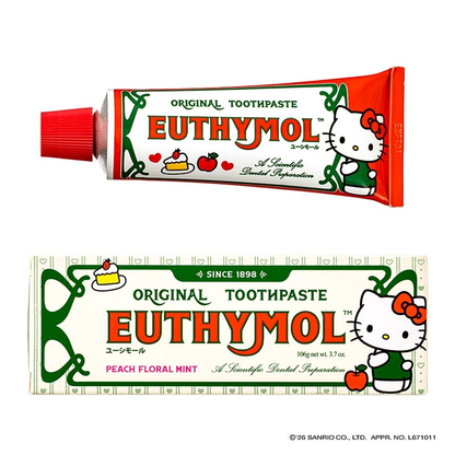 EUTHYMOL Hello Kitty toothpaste tube and packaging, front view