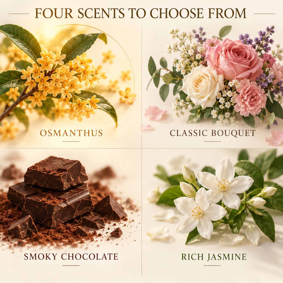 Promille Oil four scent choices infographic